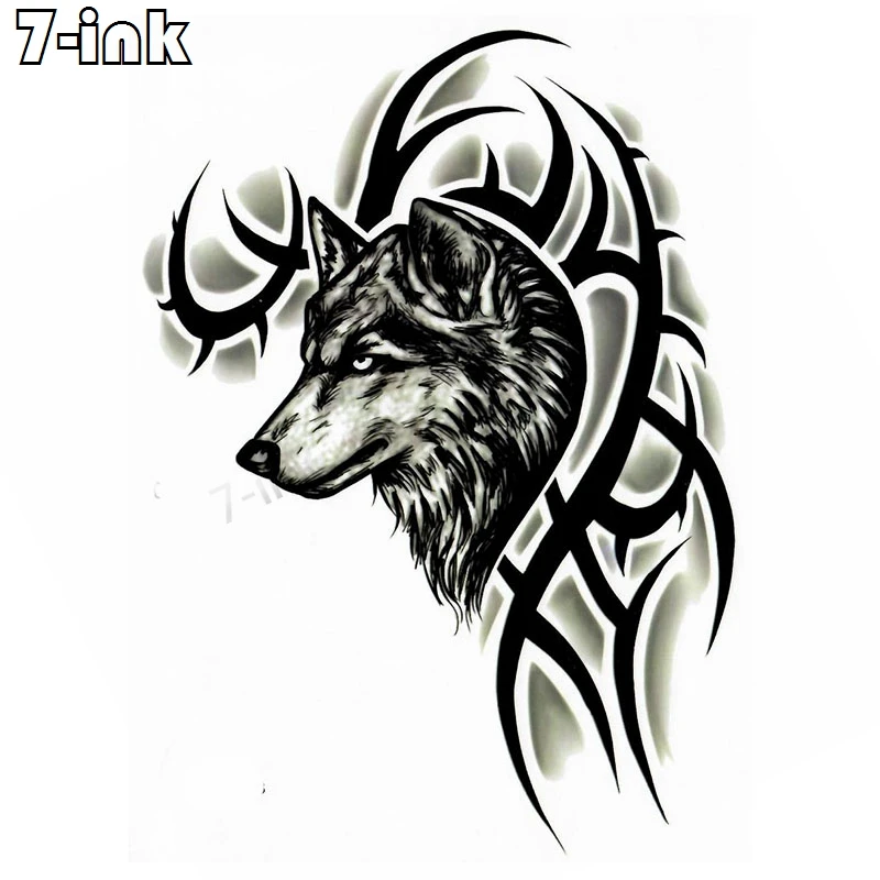 Наклейка для боди арта волк волны имитация переводной татуировки женщин и