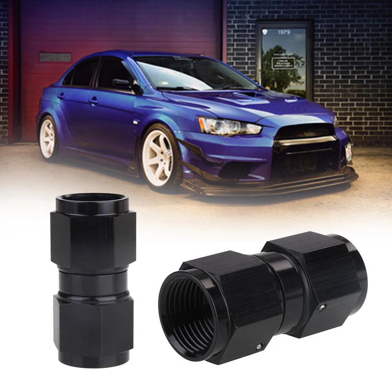 AN-8 Black Fitting Adapter Junction Female To Female Swivel Fitting For Oil Hose