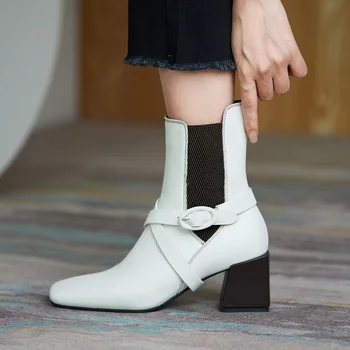 

new brand women boots sexy high heels genuine leather black beige shoes woman dress party casual shoes riding boots big size 40