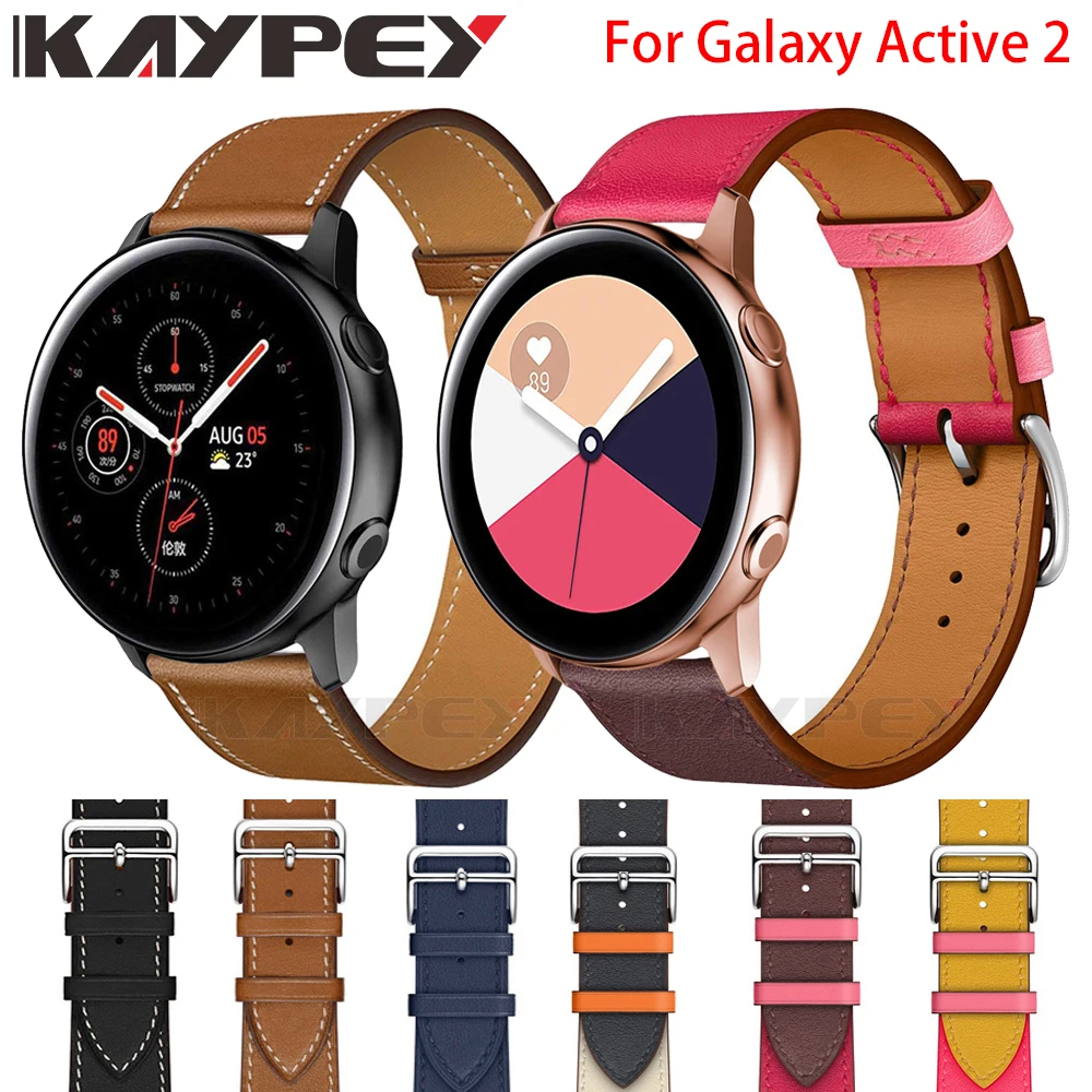 

New Fashion Genuine Leather Watch Band Strap for Samsung Galaxy Active2 40mm 44mm Leather Sporty Replacement Wrist band strap