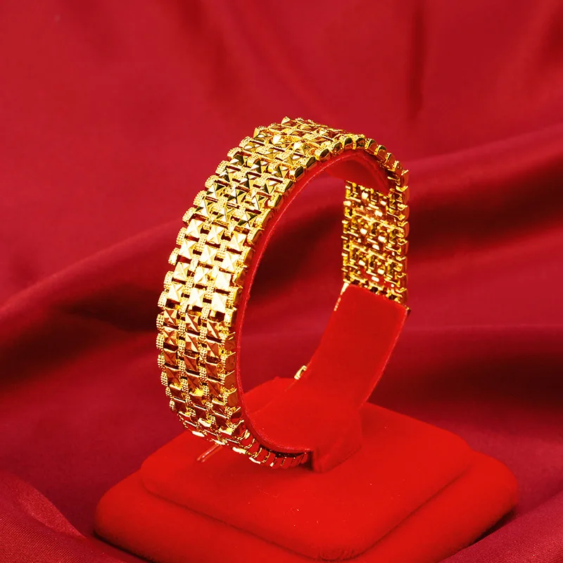 Браслет с покрытием 24-каратным желтым золотом для мужчин свадебные ювелирные