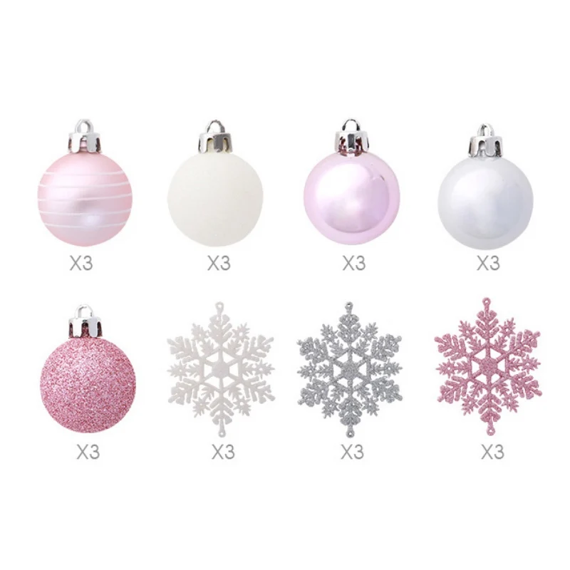 Christmas Tree Baubles Ornament Xmas Decorations Kerst Decoratie/24Pcs Christmas Ball And Snowflake Pendants Kit Shatterproof