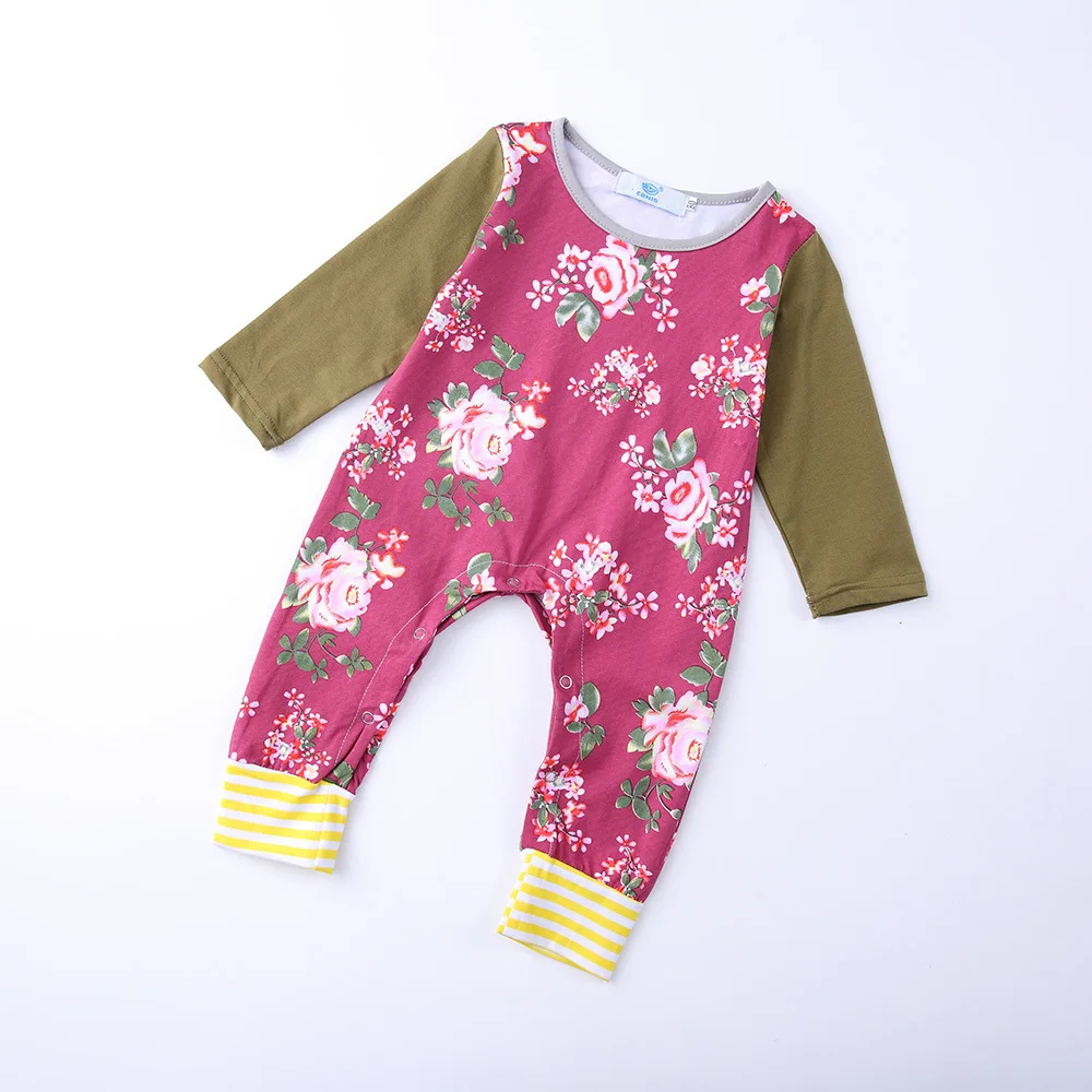 

New Style Autumn Infants Girls Flower Mixed Colors Onesie Kids' Rompers