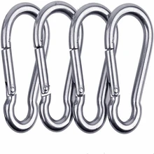 M6 M7 Spring Snap Quick Link Lock Carabiner Safety Buckle 304 Stainless Steel Hook For Climbing Hammock Swing Hanging Chair 4PCS
