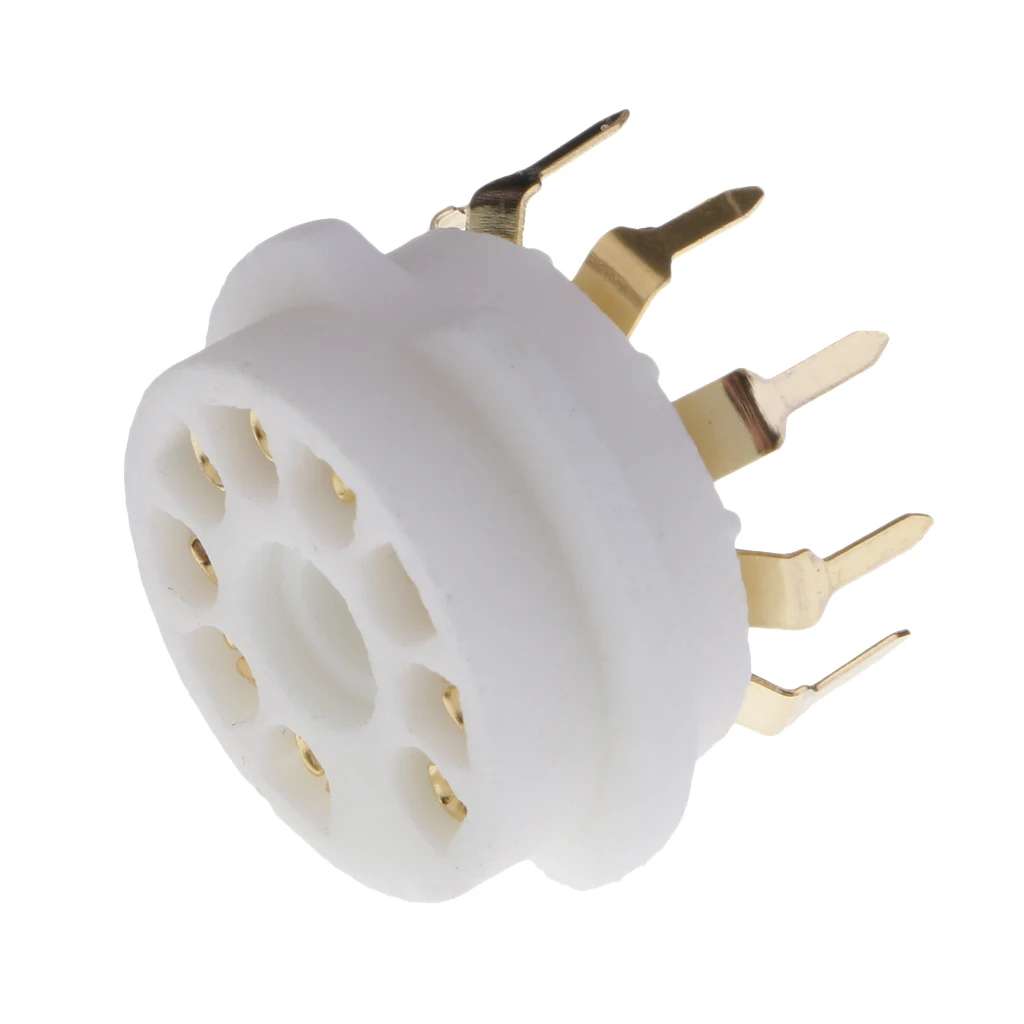 GZC9-B-G 9pin White Ceramics Gold Plated Vacuum Tube Socket GZC9-B-G For 12AX7,12AT7,12AU7,ECC83,ECC82,E88CC, 6922 ,6p1
