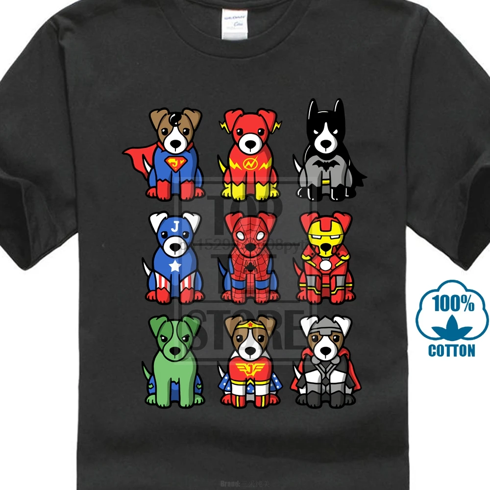 Футболки Бесплатная доставка Джек Рассел терьер Superdogs мужские футболки футболка