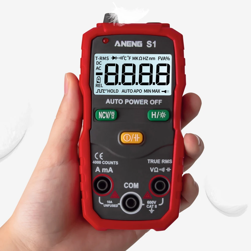 

Smart Multimeter Digital True RMS Auto Range Professional LCD Automatic Voltage Ammeter Tester Red/Yellow