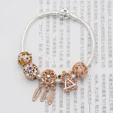 Стиль, сделай сам, розовое золото, ветряная мельница, звезда, серия, женский браслет из змеиной кости