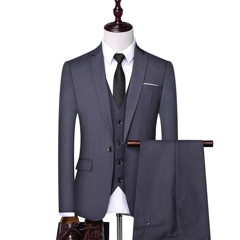 3 Piece Suits Men Men's Suit Suit Korean Edition Youth Handsome British Style Slimming Suit Groomsman's Wedding Dress Blazers