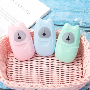 

Cute Hand Wash Paper Soap Pull Type Travel Portable Scented Slice Bath Skin Care Soap Paper Disposable Box Soap Soap