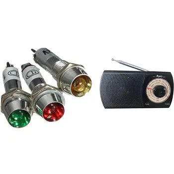 

4Pcs 12V 8mm Chrome LED Dashboard Warning Indicator Signal Light Lamp Bulb with Portable AM/FM Radio