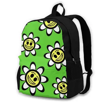 

Laptop Backpack Women Canvas Backpack School Teenagers Casual Travel Funny Smile Flowers Bags