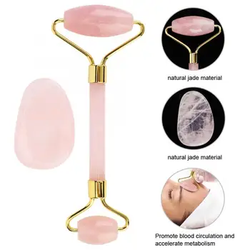 

Natural Jade Roller Massage Facial Massager Set Anti Wrinkle for Face Eyes Massage Relaxation l