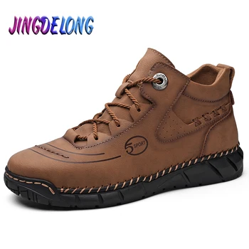 

Winter Men's Ankle Boots Handmade Leather Men's Platform Boots Fashion Casual Men's Leather Boots Adult Boots Zapatos De Hombre