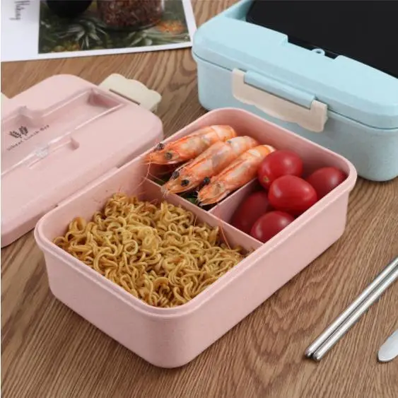 Модный из пшеничной соломы контейнер Bento для обеда микроволновая печь Bento Ланч-бокс контейнер для еды Ланч-бокс контейнер для хранения еды для студентов