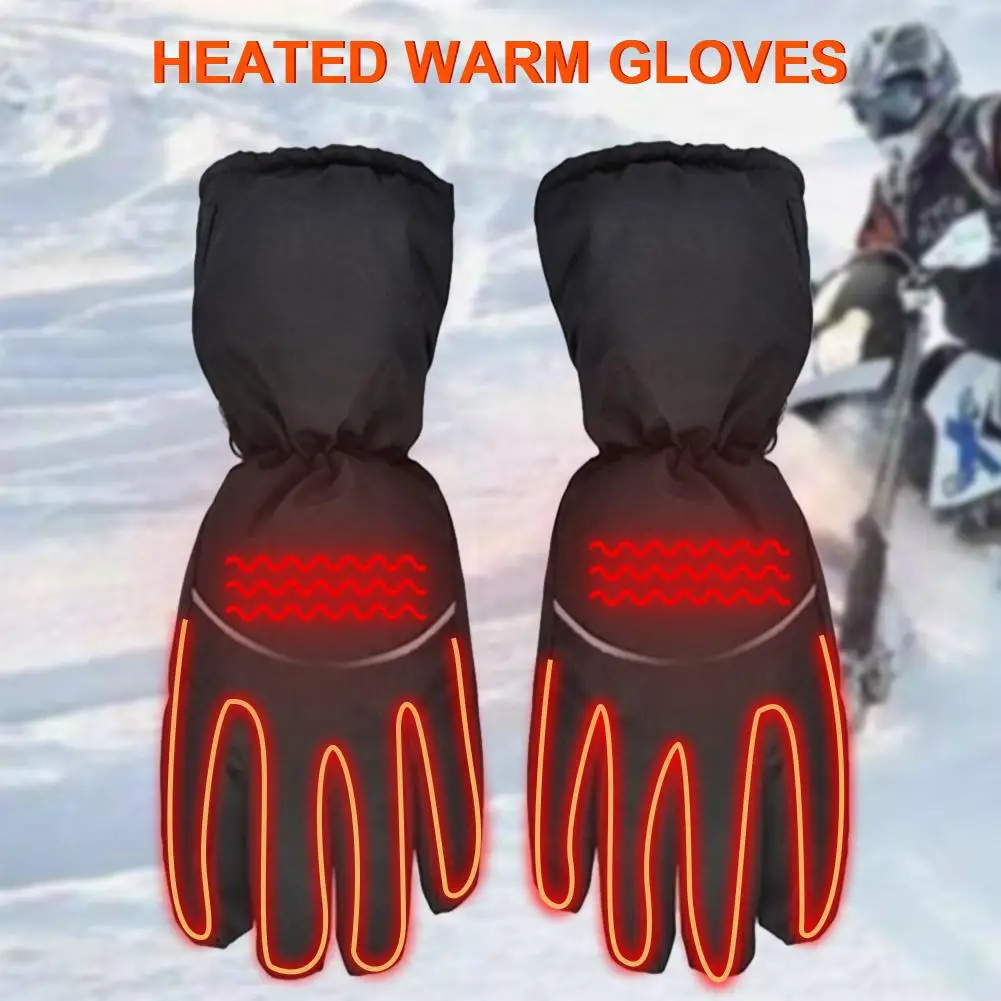 

Winter Electric Heated Gloves Touchscreen Reflective Strip Waterproof Anti-skid Battery Box Heating Gloves for Sports Motorcycle