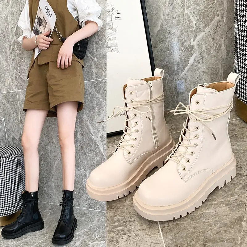 boots women 2020 new autumn fashion single boots British style thick bottom breathable boots women's handsome short boots