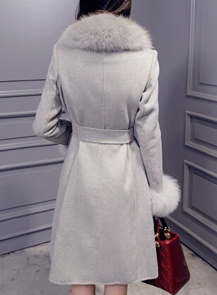 

Large Fur Collar Wool 2020 Autumn Winter New Slim Long Women Coat 3 Color Plus Size Casaco Feminino AW0307