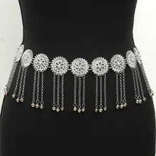 Luxury Rhinestone Waist Belt for Women Fashion Famale Thin Waist Chain Temperament Ethnic Style Lady Thin Belt Brand Chain Belt