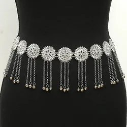 Luxury Rhinestone Waist Belt for Women Fashion Famale Thin Waist Chain Temperament Ethnic Style Lady Thin Belt Brand Chain Belt