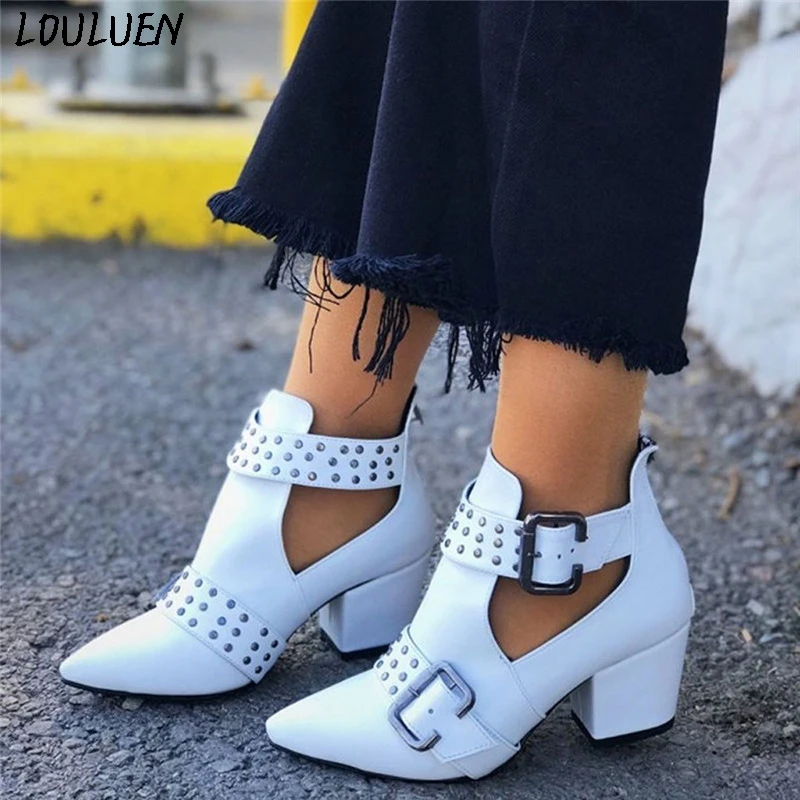 LOULUEN/ г. Ботинки женские винтажные ботильоны в римском стиле, повседневные тонкие туфли с острым носком полуботинки в римском стиле Laarzen Bottes, большой размер 43#0826