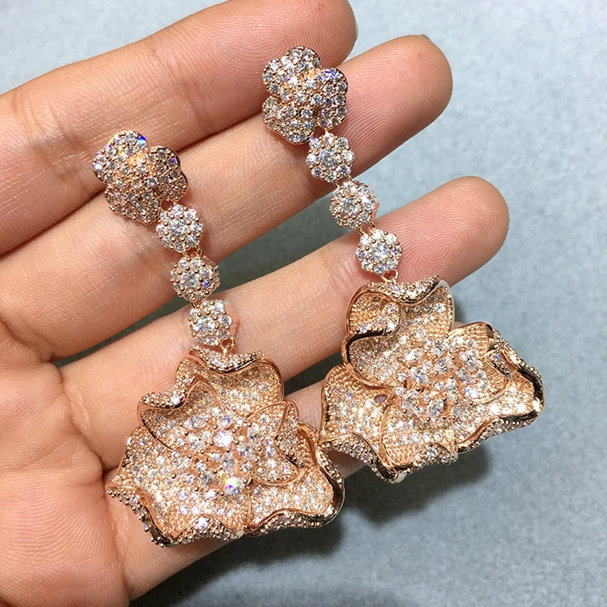 

Vintage Flower Pendant Earrings Gold Color Statement Earings For Women Weddings Party Irregular Dangle Drop Earring Jewelry Gift