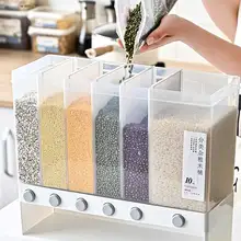 

Wall Mounted Dry Rice Food Container Seperate Kitchen Storage Containers Box for Cereals Grain Automatic Dispenser Kitchen Items