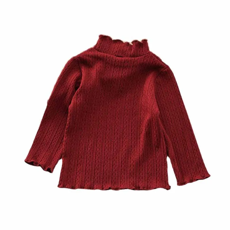 

Girls Shirts Long Sleeve Tops For Children Spring And Autumn Solid Color Thermal Underwear Turtleneck 0-3y Kids Toddler Pullover
