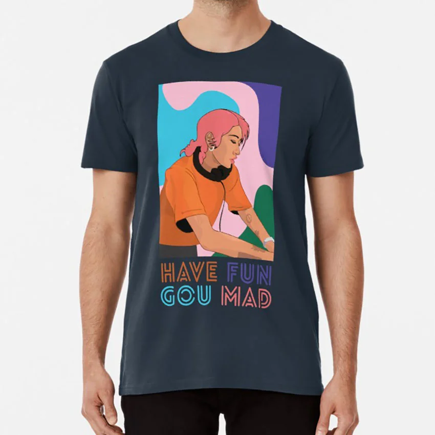 Тёмно-синий HAVE FUN GOU MAD футболка let it gou to hell have fun gou mad gou just gou it peggy gou house music pop techno - Цвет: Тёмно-синий