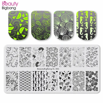 

BeautyBigBang 6*12cm Stamping Nail Art Summer Flower Watermelon Image Nail Stamping Plates Nail Art Template Mold BBB XL-001