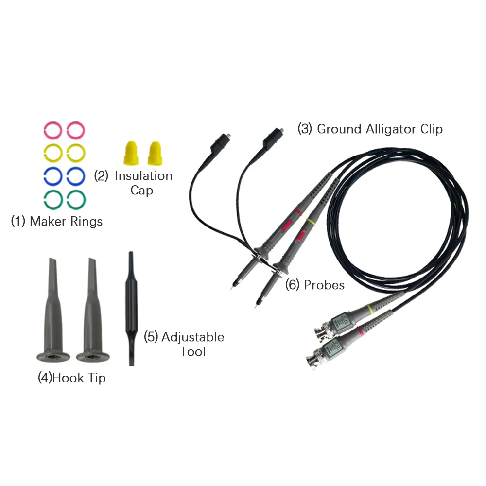 Oscilloscope Probe With Accessories Kit 100MHz Oscilloscope Clip Probes Oscilloscope Probe