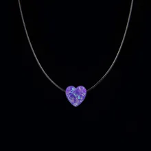 1 шт., женское прозрачное ожерелье в виде рыболовной лески, невидимая цепочка, маленькое ожерелье в виде сердца, женское колье-чокер из смолы