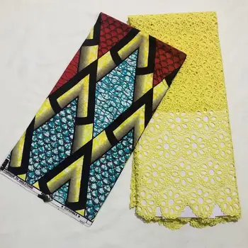 

2020 Latest French Net Lace Fabric Cotton Embroidered High Quality African Lace Wax Fabrics For Women Dress 3+2.5Yard/Lot A19866