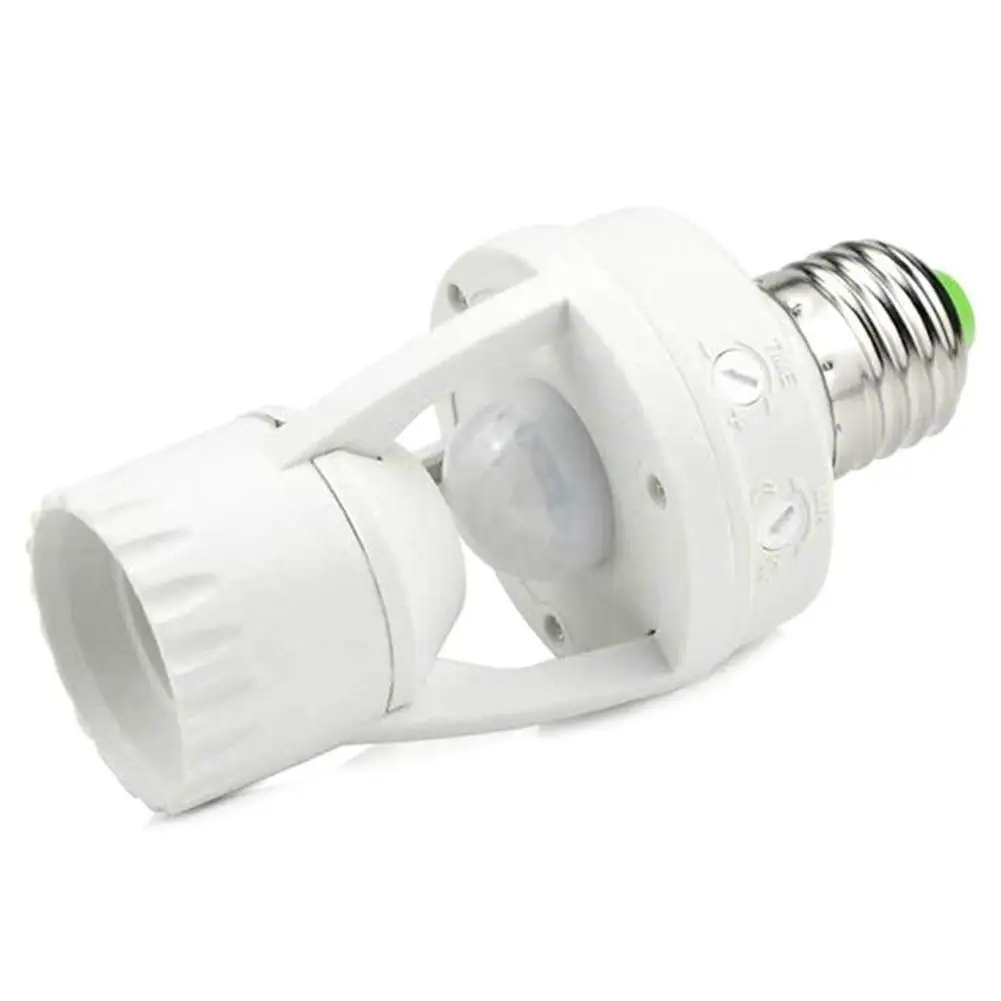 white AC 110-240 в 360 градусов PIR датчик индукционного движения ИК инфракрасный человеческий E27 переключатель разъема Светодиодная лампа с клиновидным цоколем держатель лампы - Цвет: white