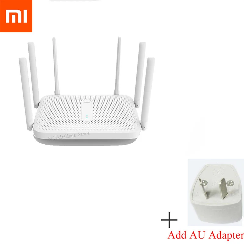 Add AU Adapter Xiaomi Redmi AC2100 маршрутизатор гигабитный двухдиапазонный беспроводной маршрутизатор Wifi повторитель с 6 антеннами с высоким коэффициентом усиления широкий охват простая настройка - Цвет: Add AU Adapter