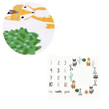 

1pc Monthly Milestone Blanket Printed Comfortable Swaddle Blanket Photography Blanket for Toddler Newborn Infant