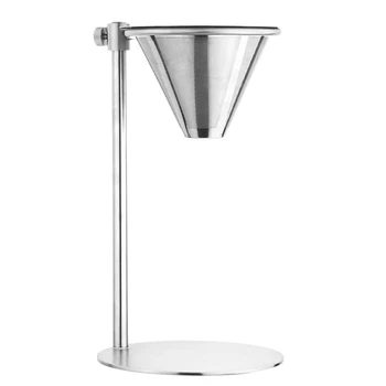 

Pour Over Coffee Maker Double Filter Adjustable Pour Over Coffee Stand Stainless Steel Freestanding Drip Cone Brewer and Stand P