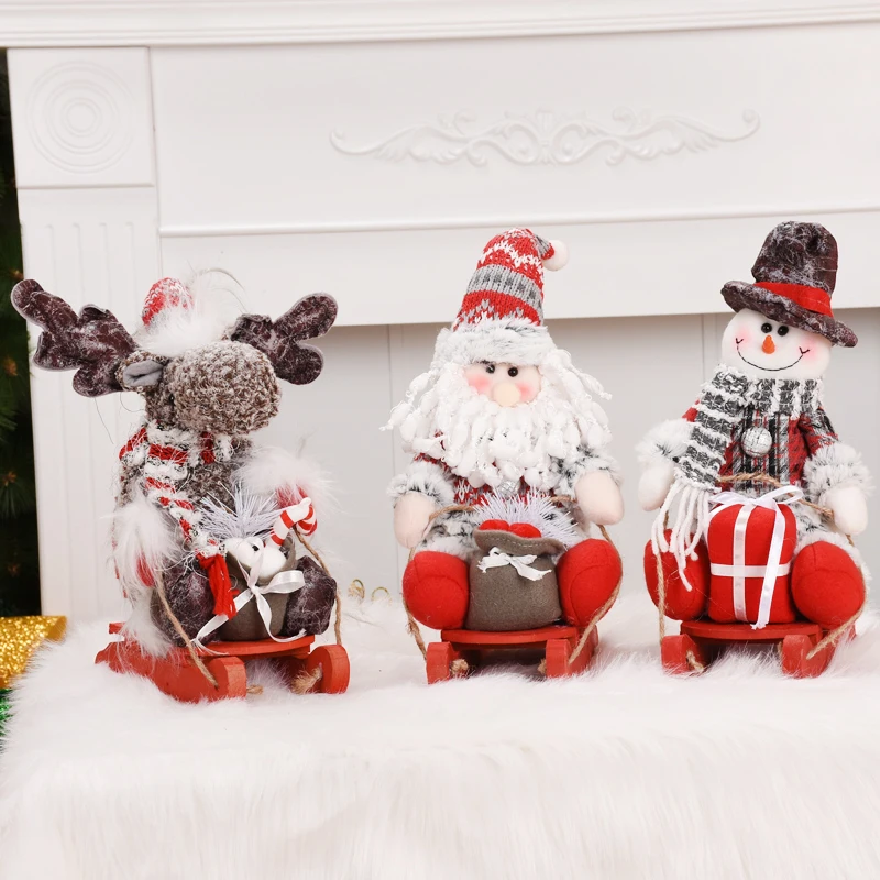 Праздничный подарок сани Санта-Клаус снеговик лося Фигурки Рождественские украшения для дома куклы детские игрушки Счастливый год поставки Kerst