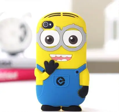 Для iPhone 4, 4S, 5, 5S, 5C, SE, 6, 6 s, 7, 8 X Plus, 3D Мягкий силиконовый чехол с милым единорогом, мультяшная задняя крышка, кожаный чехол для телефона, Fundas Coque - Цвет: Minions
