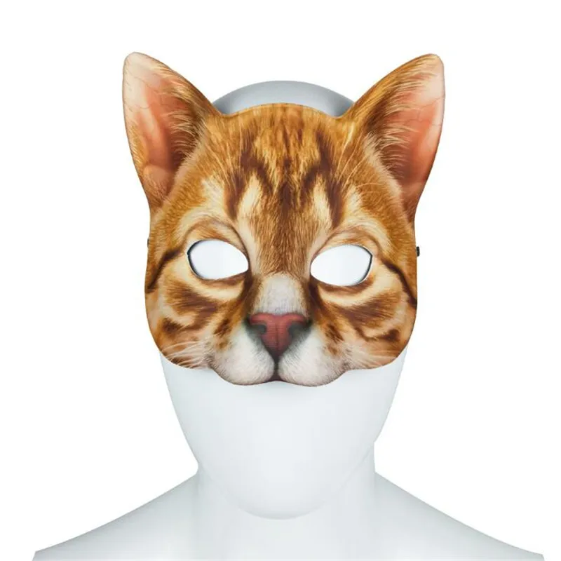 Halloween Mask Cat Half Face Mask Party Playing Props Furry Animal Adult Costume Cat Fans Mask Halloween Animal EVA Head Mask