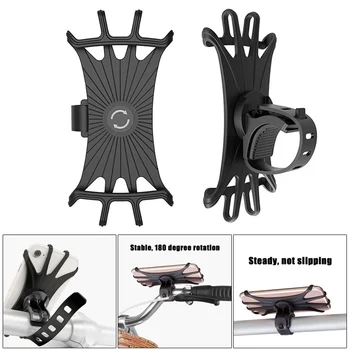 

Universal Motorcycle Bicycle Mobile Phone Holder Silicone Rotating Stable Handlebar Mount Stand For iPhone GPS Clip Device