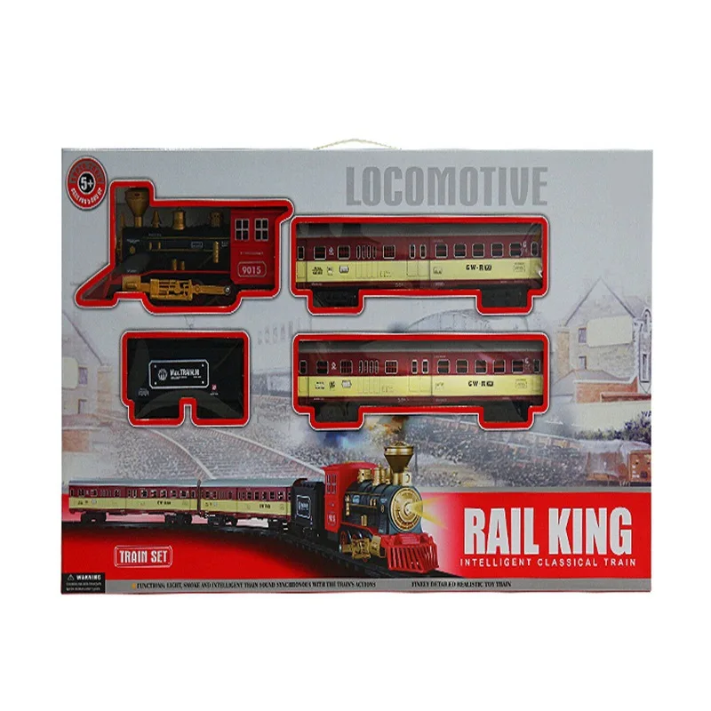 

Electric Classical Smoke Vintage Steam Rail Train Vintage Light And Sound Small Train Set Christmas Gift