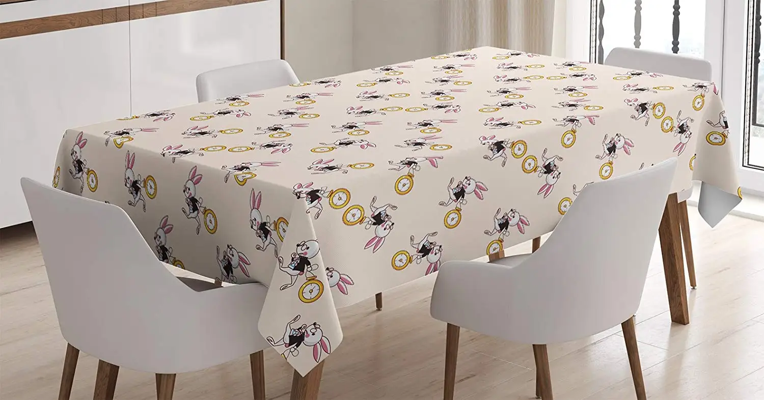 Alice in Wonderland Tablecloth White Rabbit Dancing the Sky Fantasy World Dining Room Kitchen Table Cover | Дом и сад