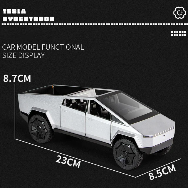 1:24 Tesla Cybertruck Pickup Alloy Diecasts & Toy Vehicles Metal Toy Car Model Sound and light Pull back Collection Kids Toys 3