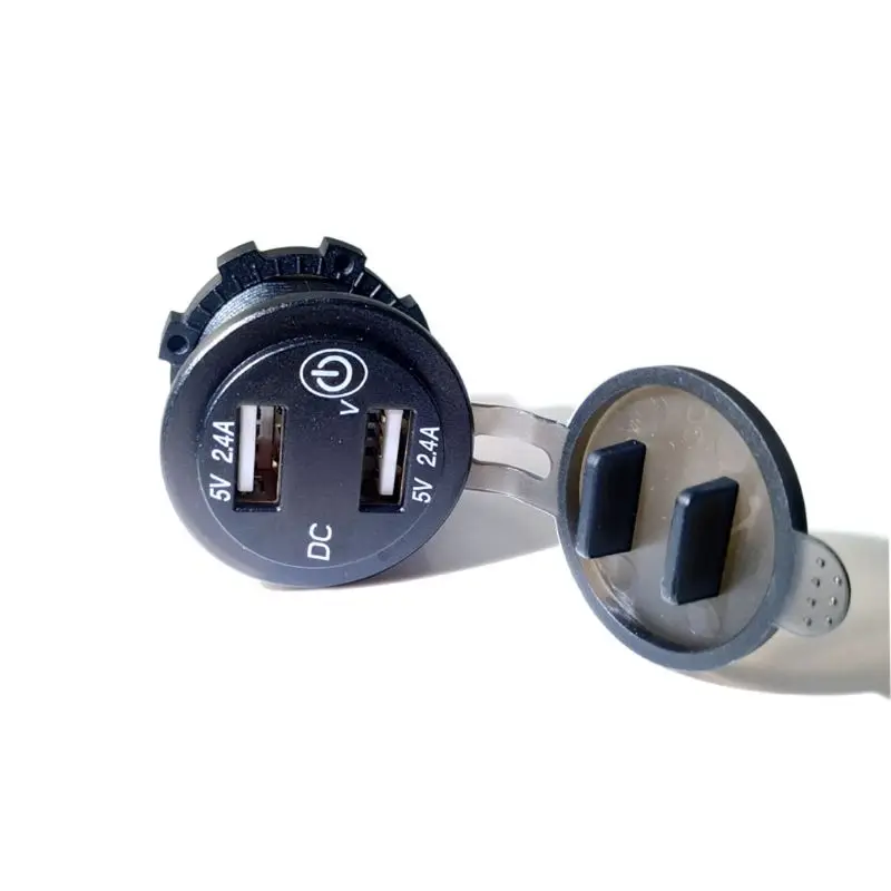Free shipping Car 2.4A USB Charger Voltmeter Touch Switch For Boat Marine SUV Truck Motorcycle
