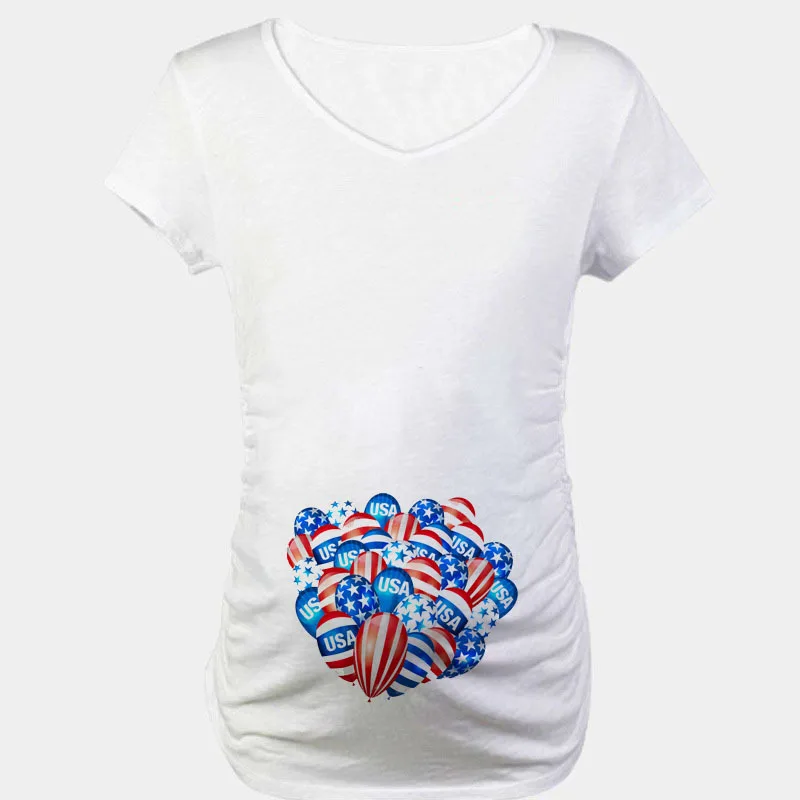 

Simple Summer New Style Maternity Clothes Funny Balloon Pattern Printed Comfortable Tops Europe And America Large Size Dress