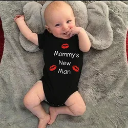 Newborn Baby Clothes Short Sleeve Boy Clothing Mommy's New Man Design 100% Cotton Rompers De Bebe Costumes Black