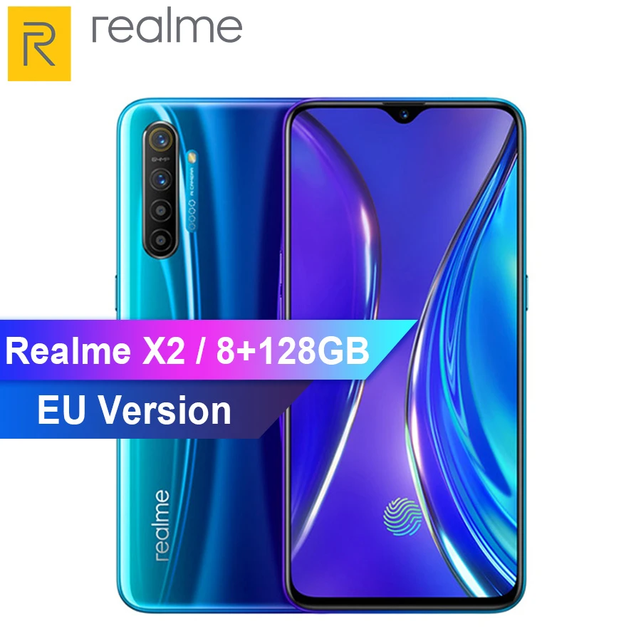 Мобильный телефон Realme X2 6 4 дюймов супер AMOLED экран 8 ГБ + 128 Восьмиядерный процессор