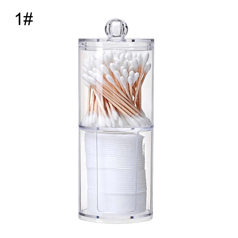 Clear Empty Acrylic Round Cotton Swabs Stick Makeup Pads Balls Storage Box Facial Puffs Cosmetic Organizer
