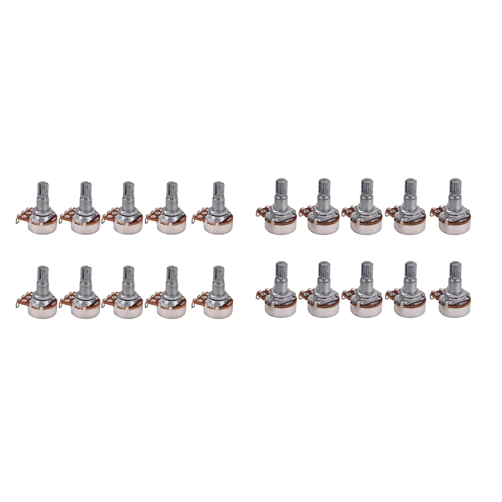 10 шт. 18 мм Длинный сплит вал потенциометра аудио Горшки для электрогитары бас